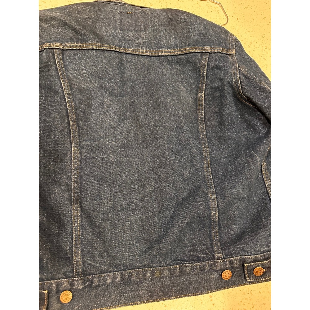 Vintage 1970s Sears Roebucks Denim Trucker Jacket USA Dark Wash Size 18 read